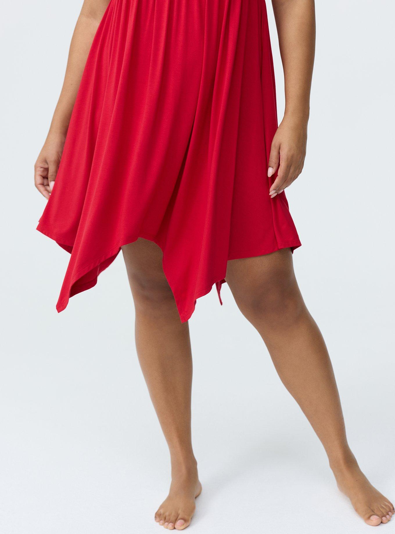 Super Soft Jersey Lace Sleep Babydoll Gown, URBAN RED, alternate