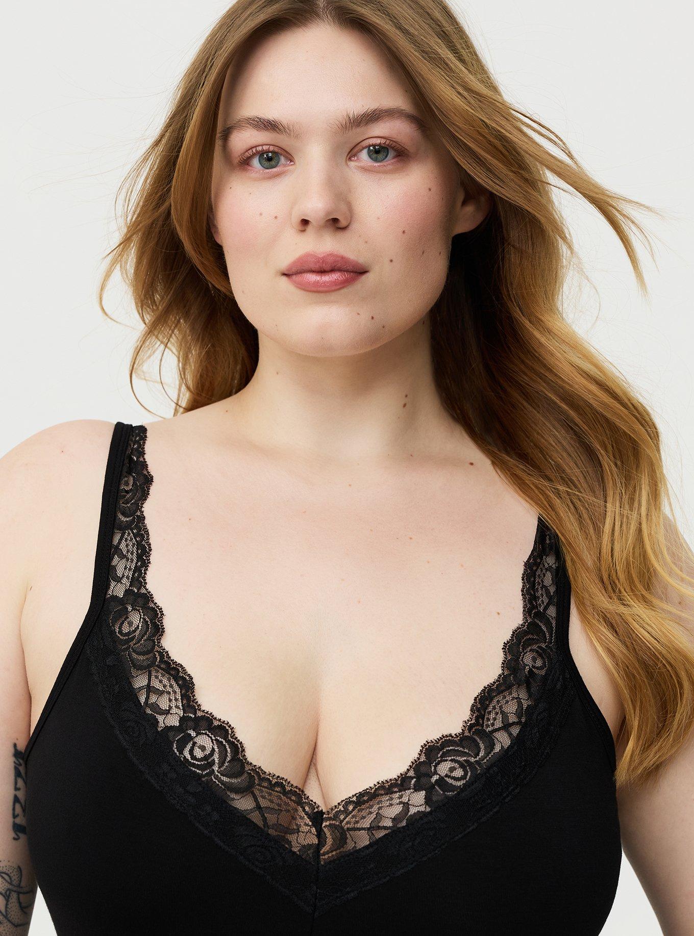 Super Soft Jersey Lace Trim Sleep Chemise, DEEP BLACK, alternate