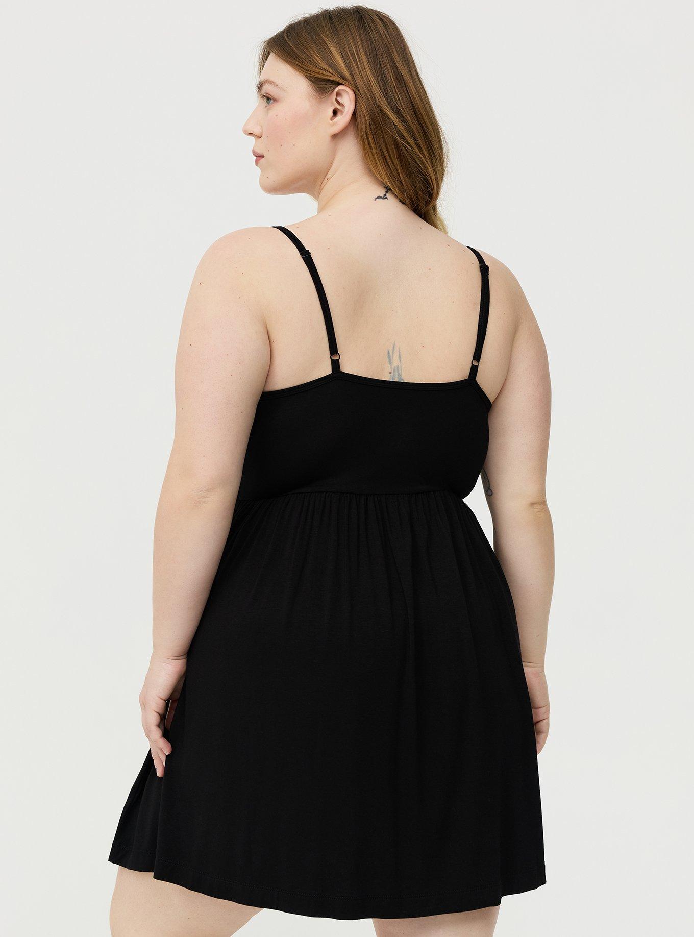 Super Soft Jersey Lace Trim Sleep Chemise, DEEP BLACK, alternate