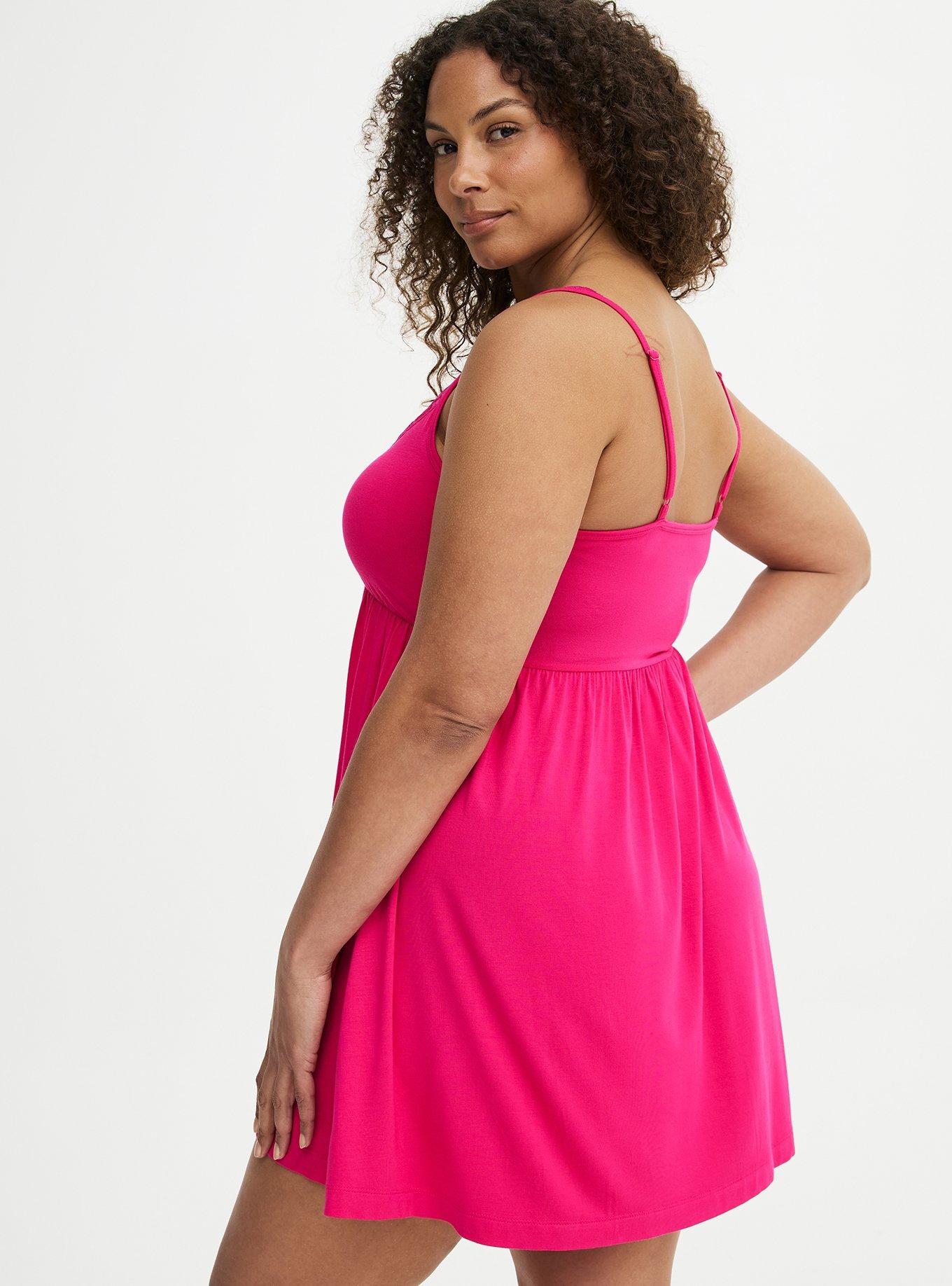 Super Soft Jersey Lace Trim Sleep Chemise, PINK PEACOCK, alternate