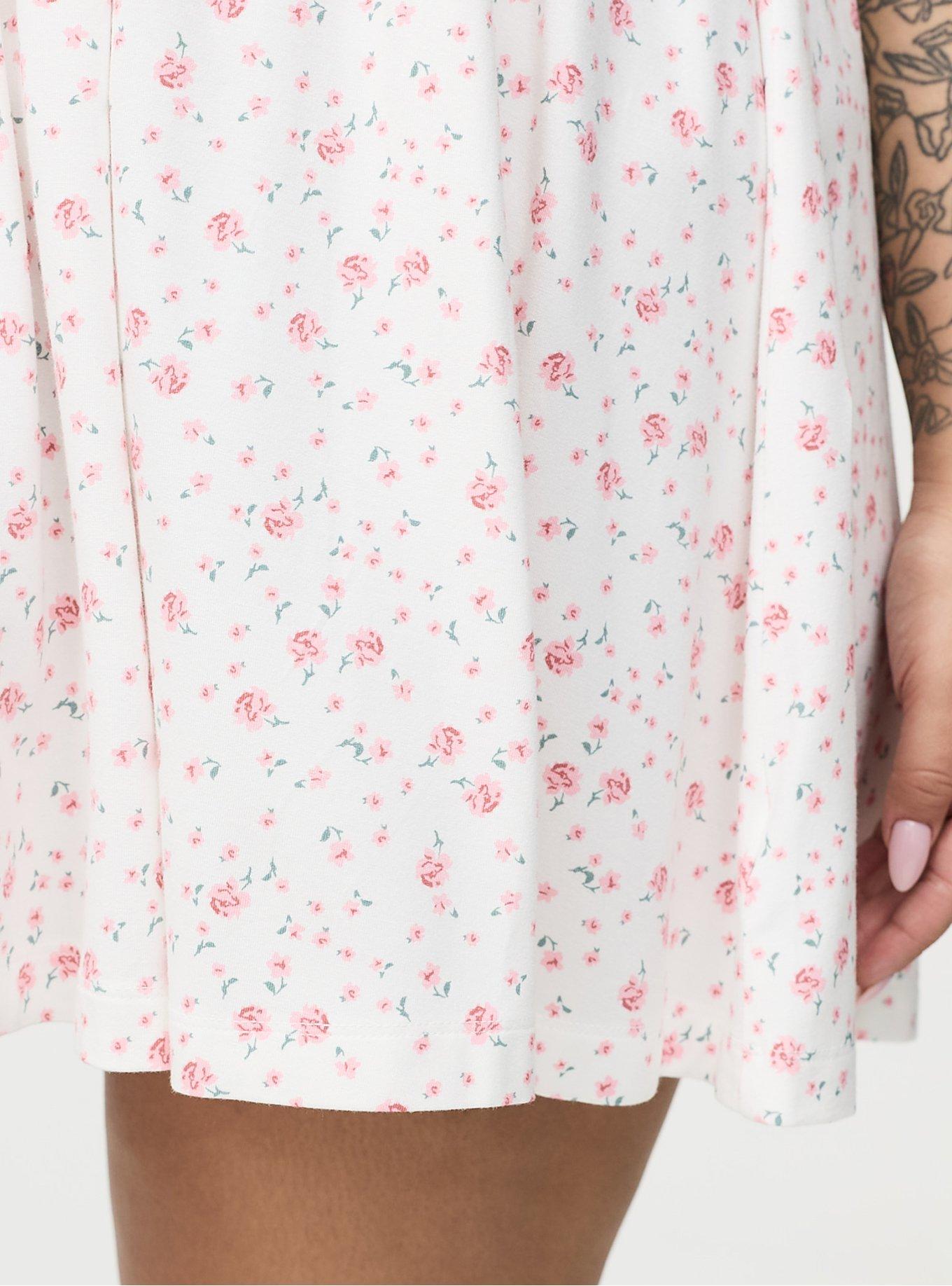 Super Soft Jersey Lace Trim Sleep Chemise, PETITE ROSES FLORAL WHITE PINK, alternate