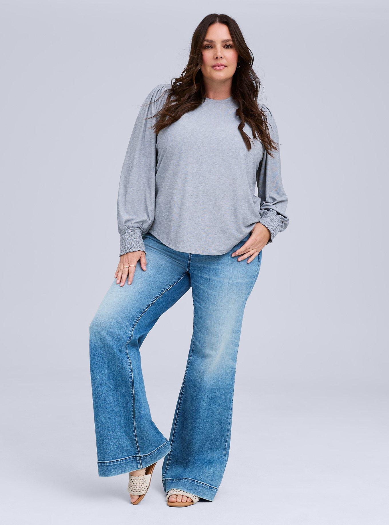 Belle Isle Blouson Sleeve Top, HEATHER GREY, alternate