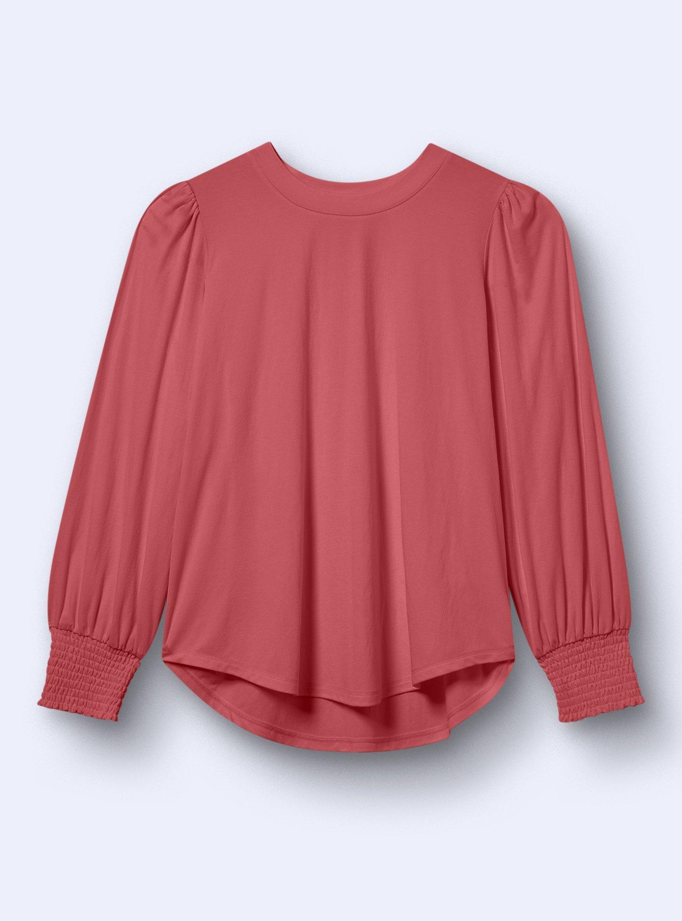 Belle Isle Blouson Sleeve Top, EARTH RED, flat
