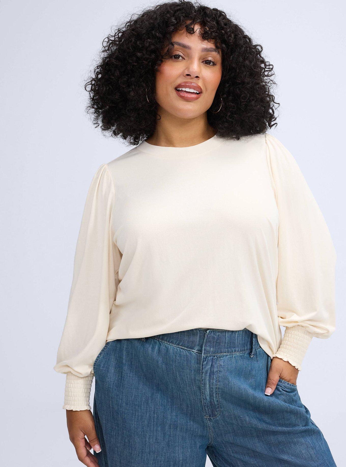 Belle Isle Blouson Sleeve Top, WHITE SWAN, alternate