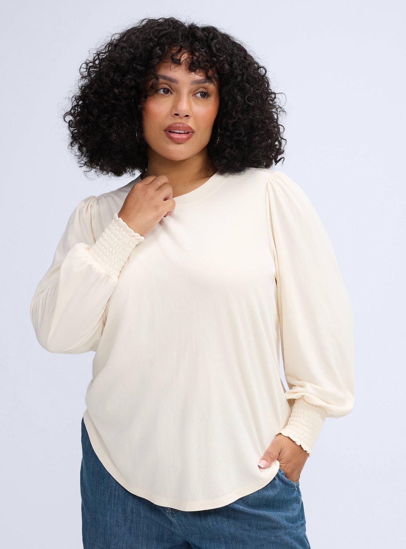 Belle Isle Blouson Sleeve Top, WHITE SWAN, hi-res