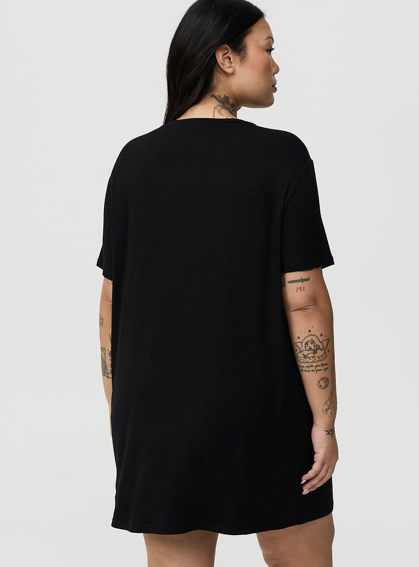 Super Soft Jersey Sleep Tee Dress, TROUBLE LOOKS GOOD BLACK, alternate