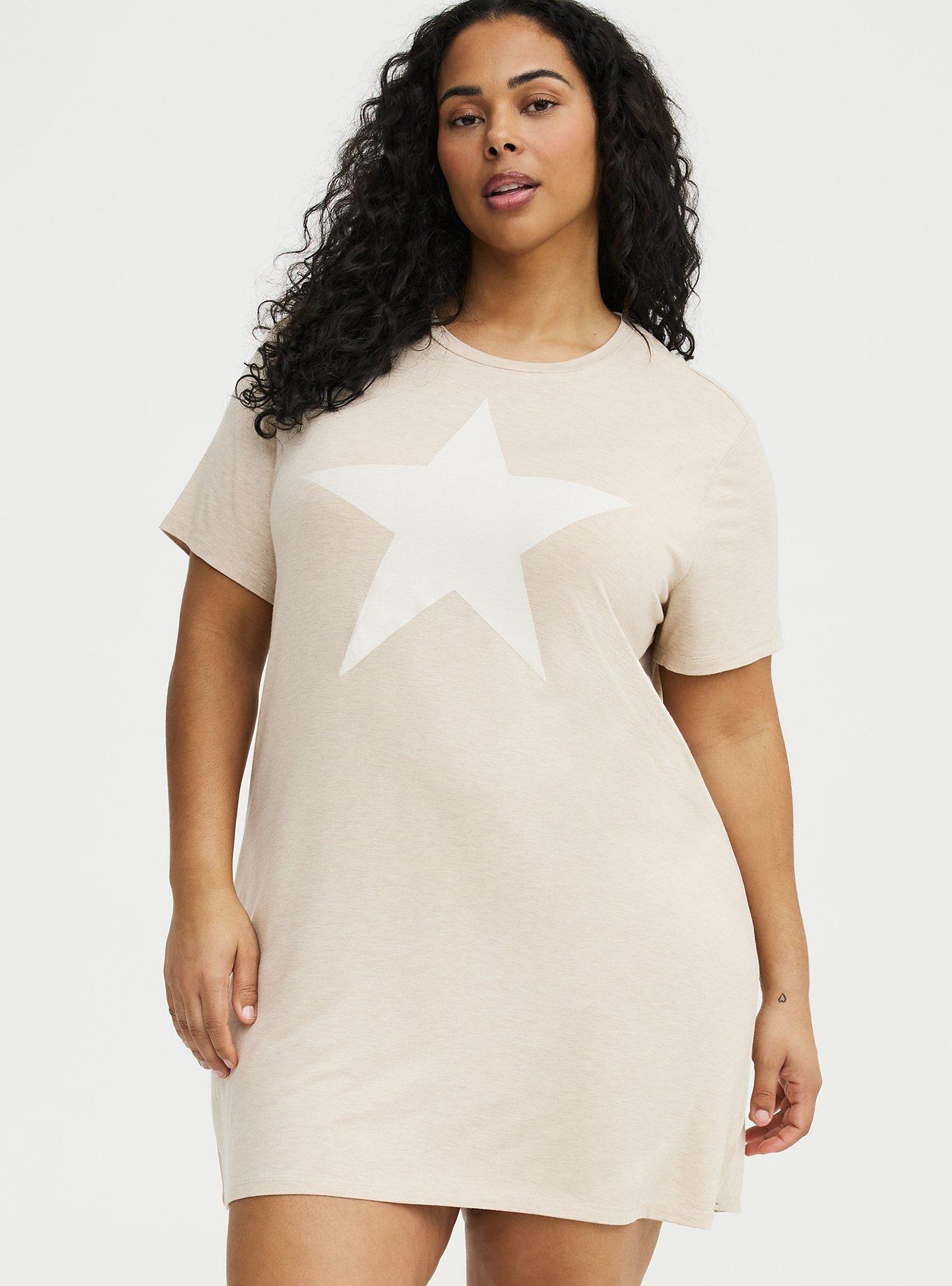 Super Soft Jersey Sleep Tee Dress, STAR OATMEAL, alternate