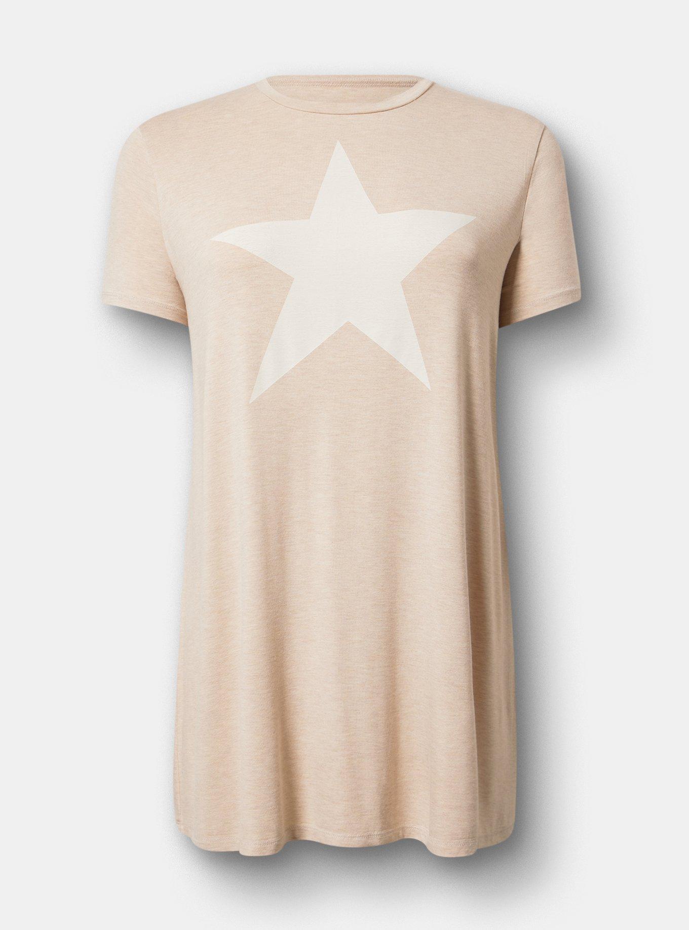 Super Soft Jersey Sleep Tee Dress, STAR OATMEAL, hi-res
