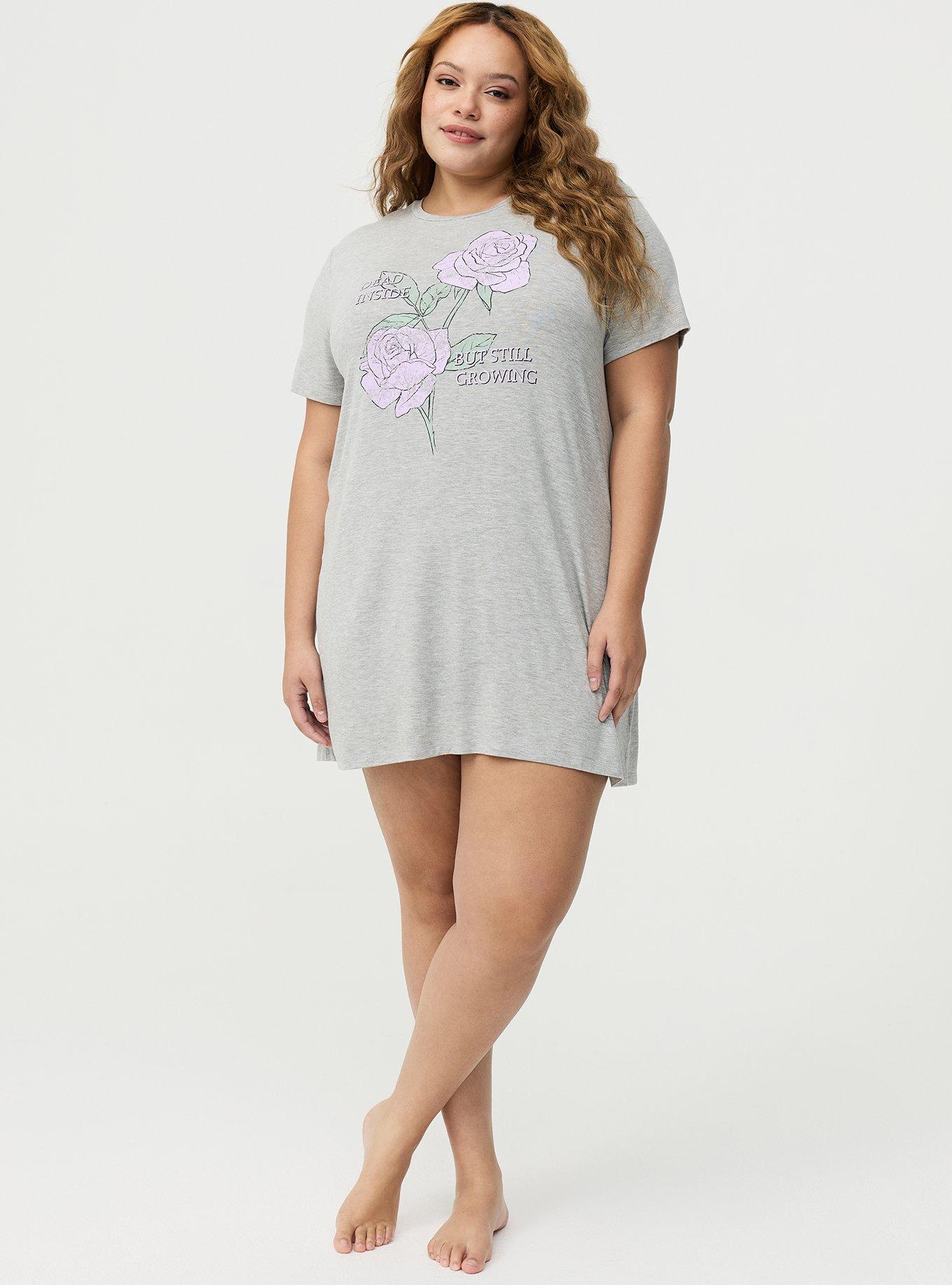 Super Soft Jersey Sleep Tee Dress, DEAD INSIDE ROSE, alternate