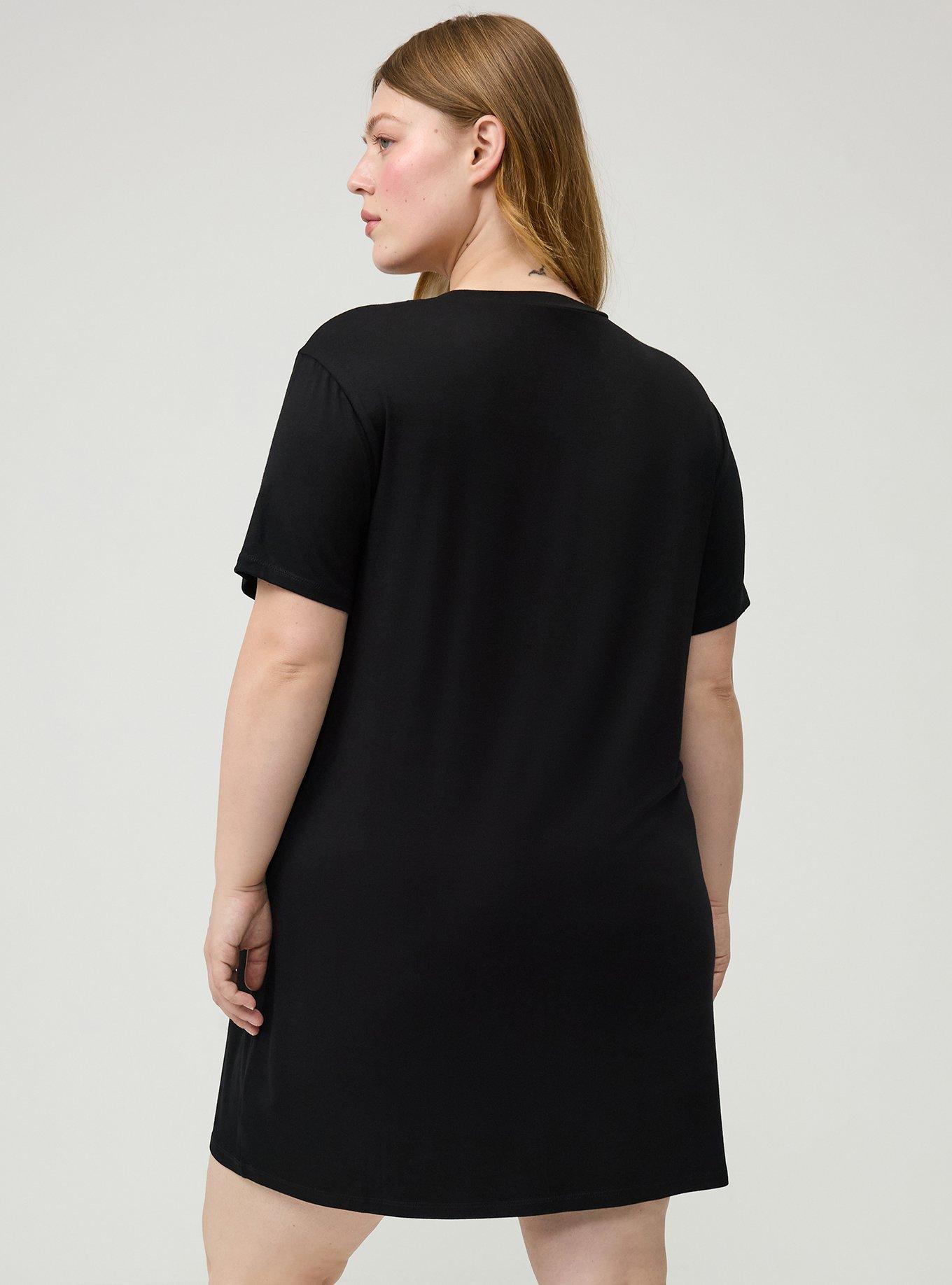 Super Soft Jersey Sleep Tee Dress, SKELETON STAR WISHES BLACK, alternate