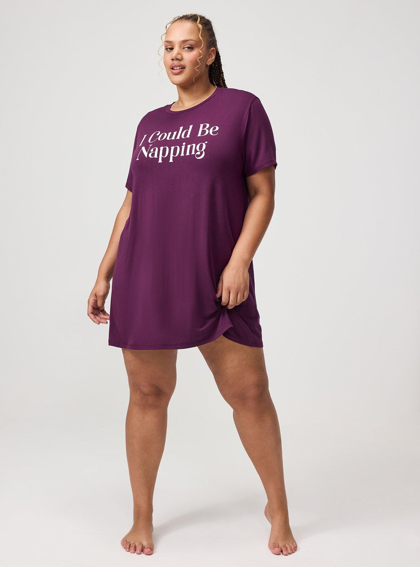 Super Soft Jersey Sleep Tee Dress, COULD BE NAPPING PURPLE, alternate