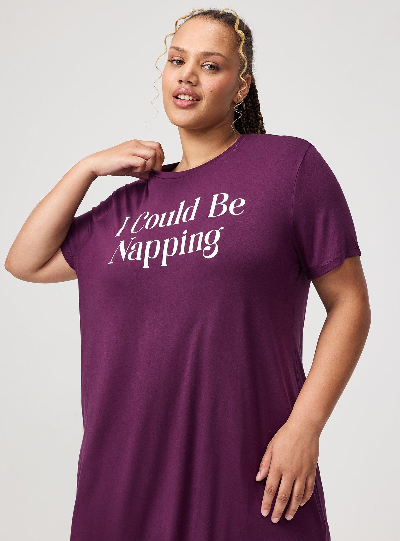 Super Soft Jersey Sleep Tee Dress, COULD BE NAPPING PURPLE, alternate