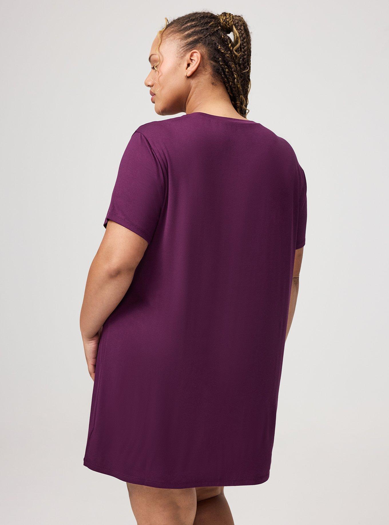 Super Soft Jersey Sleep Tee Dress, COULD BE NAPPING PURPLE, alternate