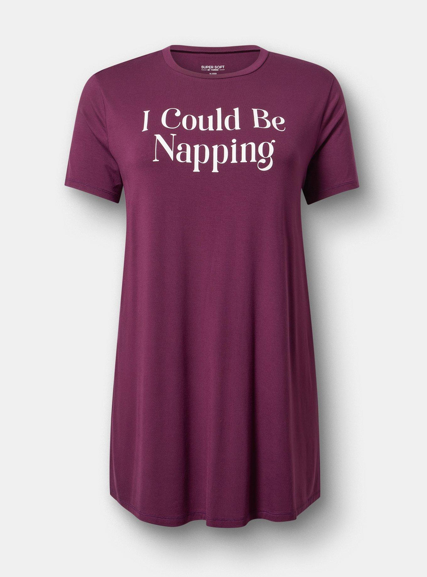 Super Soft Jersey Sleep Tee Dress, COULD BE NAPPING PURPLE, flat