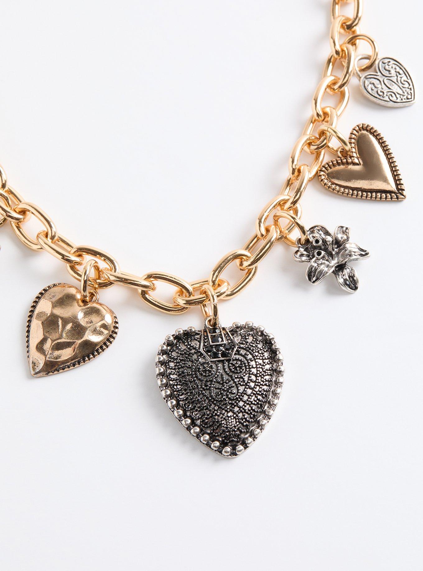Heart Charm Statement Necklace