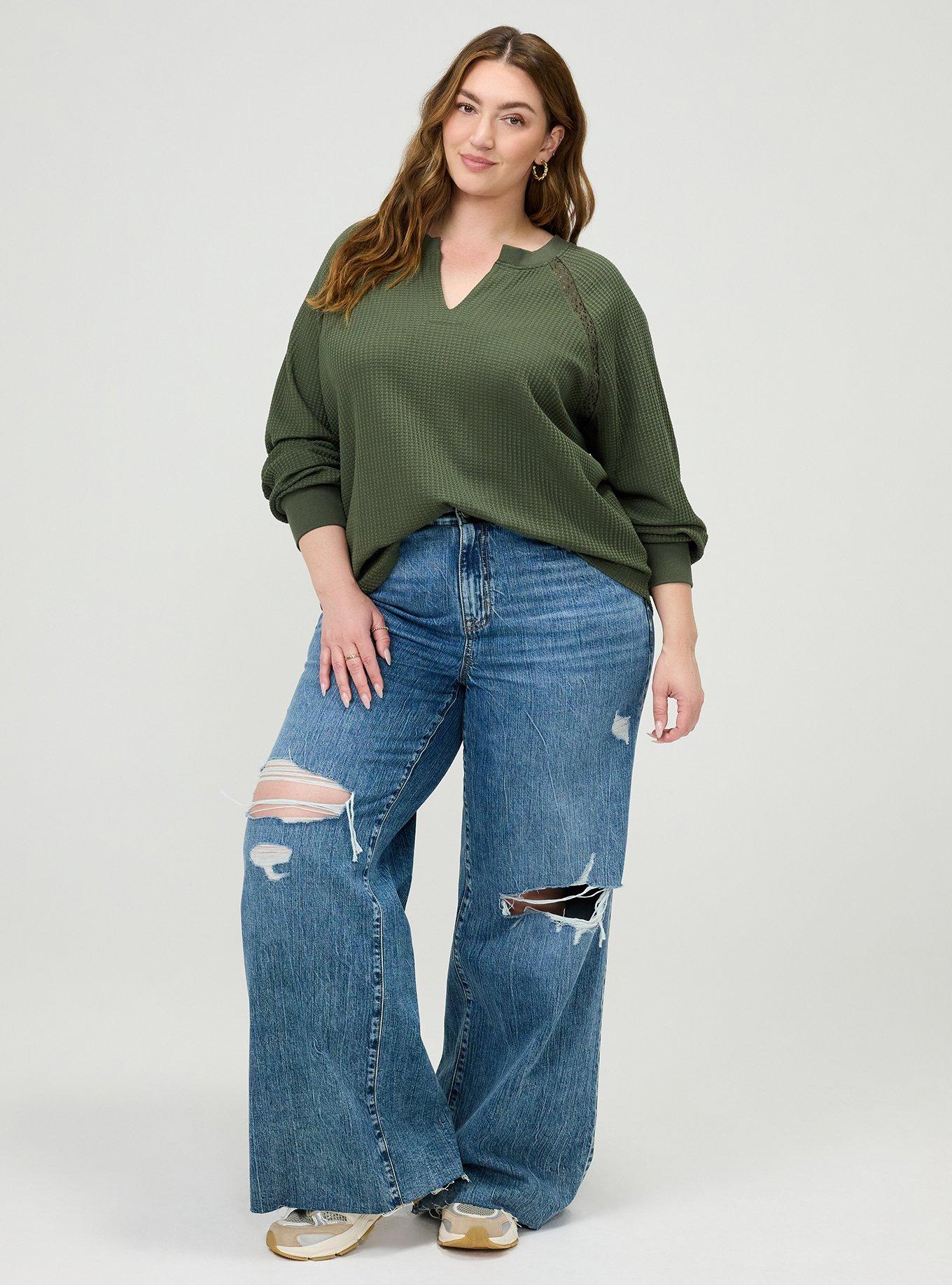 Waffle Crochet Inset Top, DEEP DEPTHS, alternate