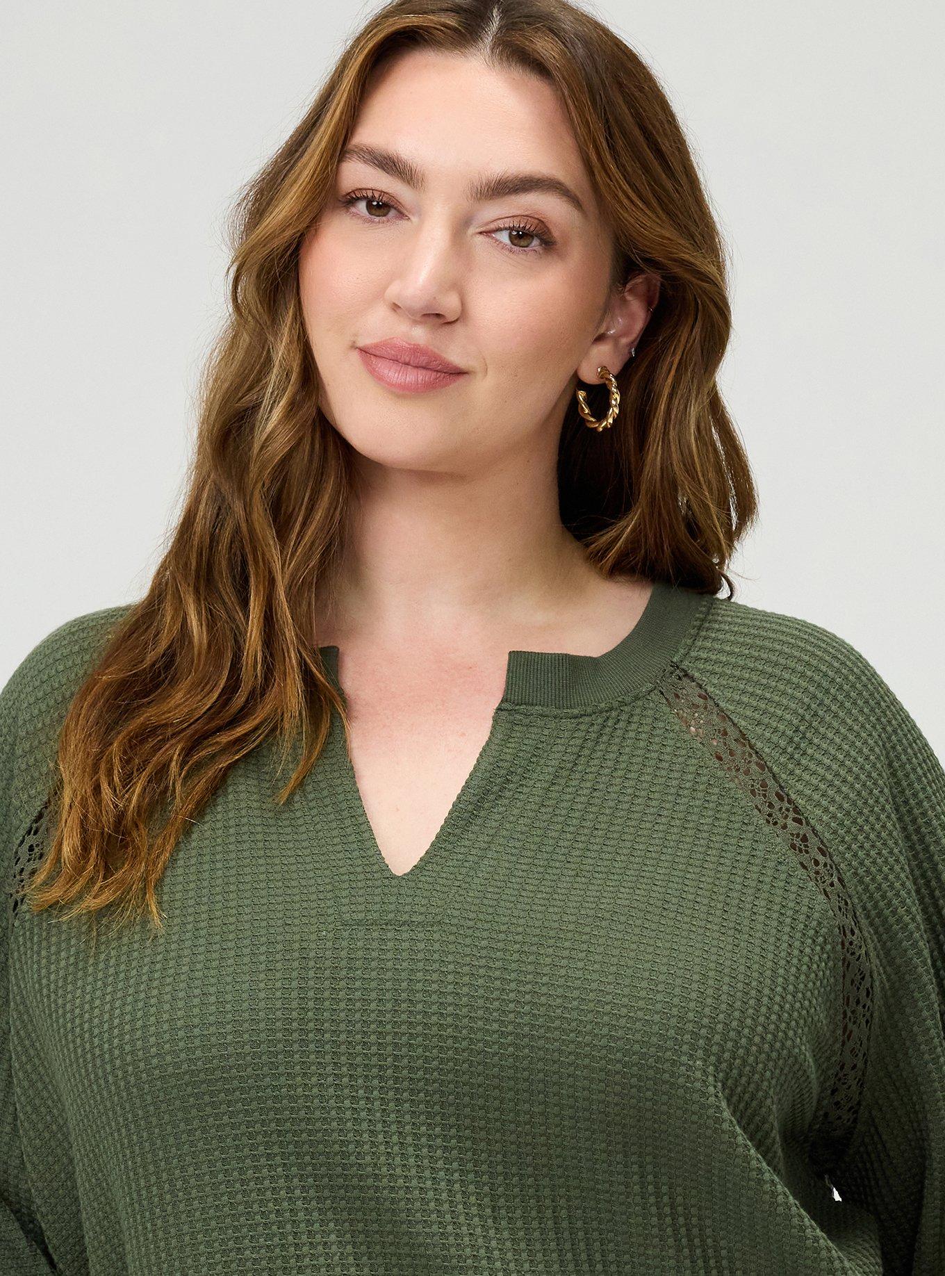 Waffle Crochet Inset Top, DEEP DEPTHS, alternate