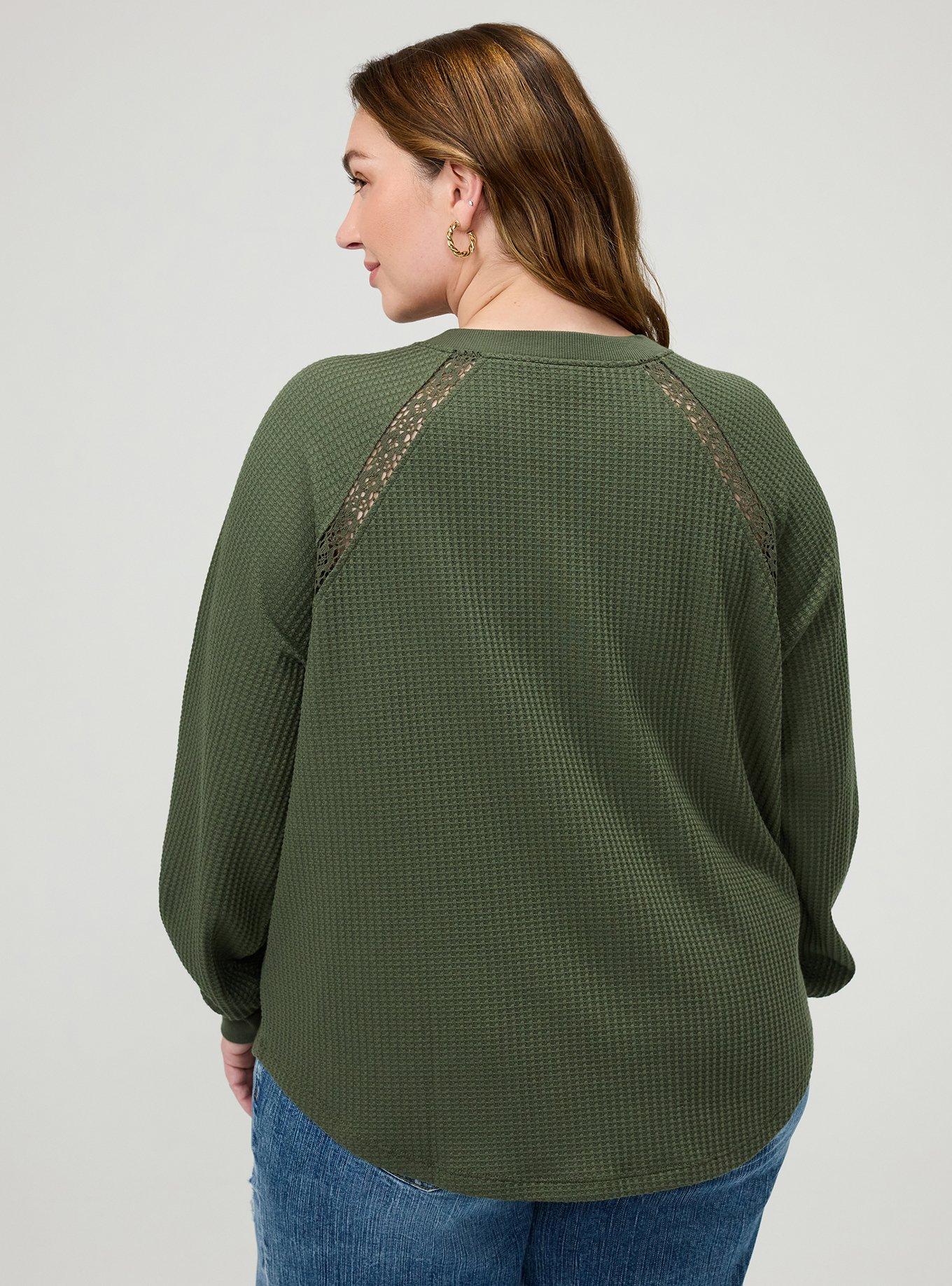Waffle Crochet Inset Top, DEEP DEPTHS, alternate