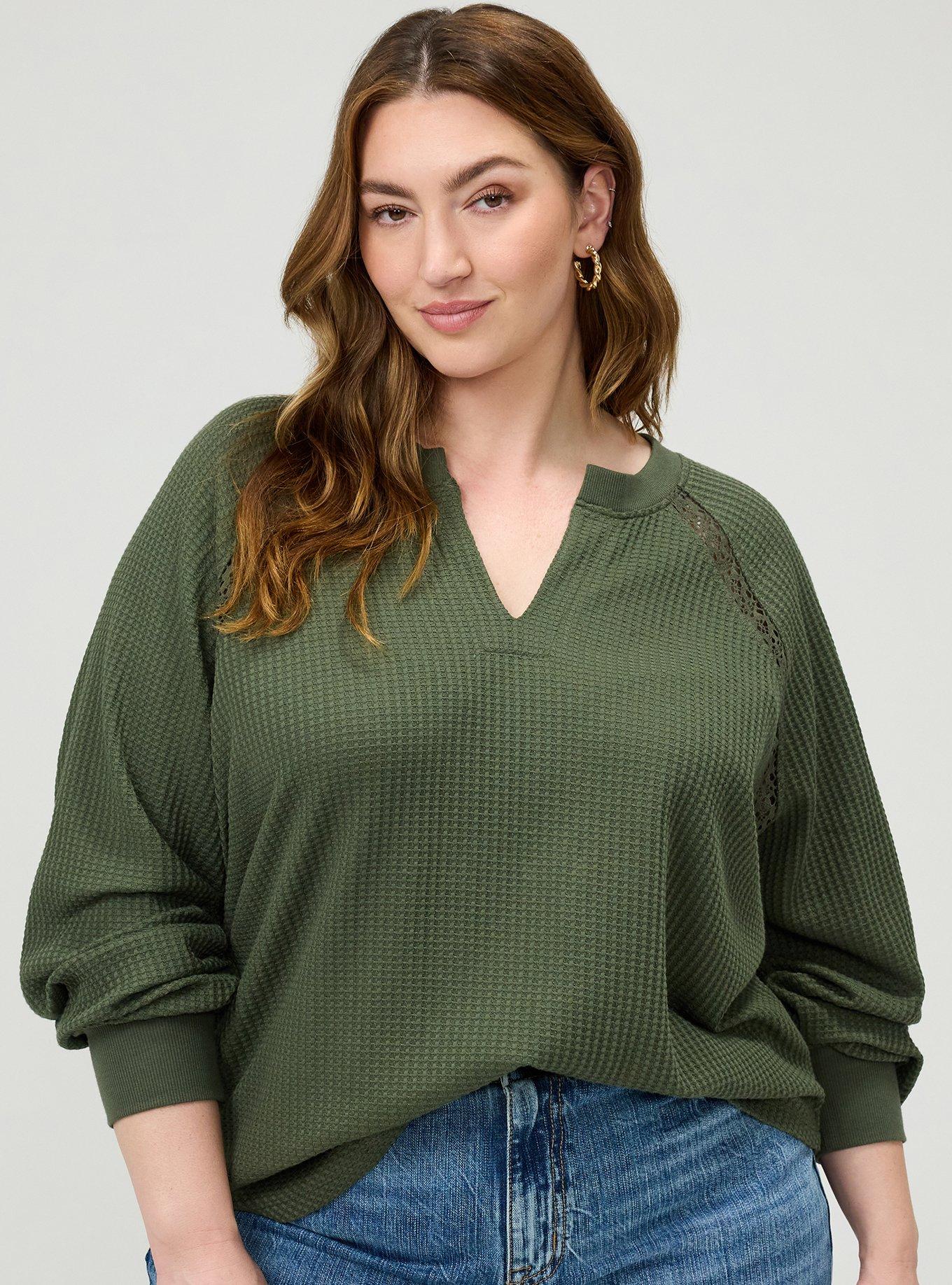 Waffle Crochet Inset Top, DEEP DEPTHS, alternate