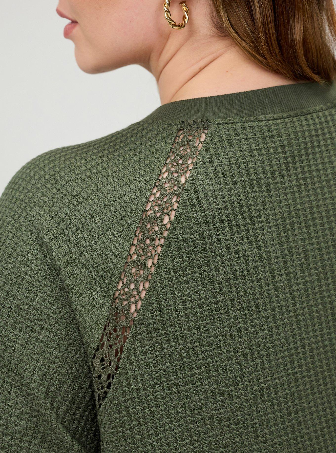 Waffle Crochet Inset Top, DEEP DEPTHS, alternate