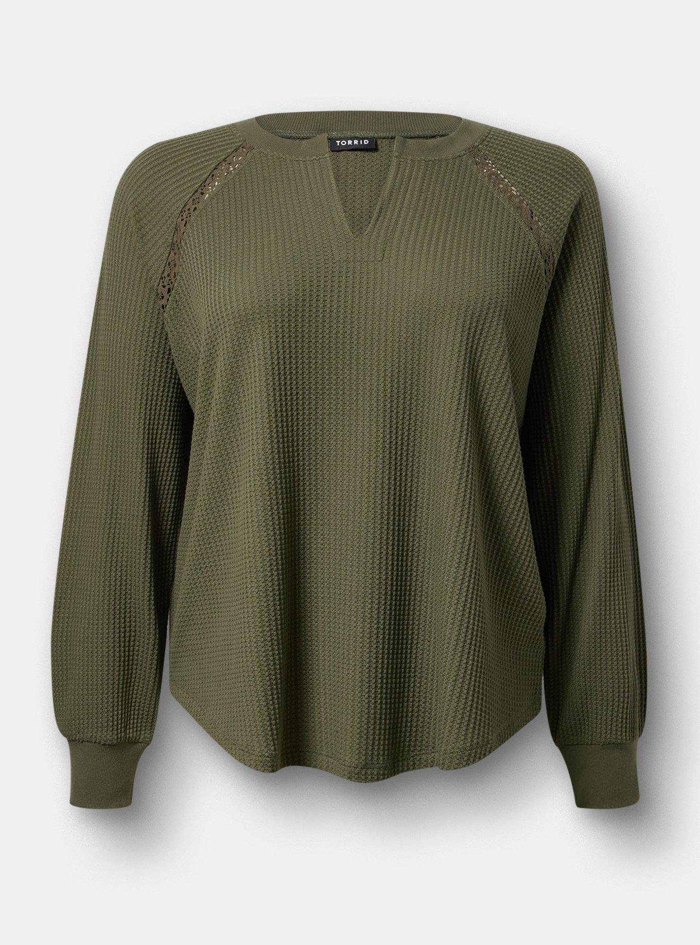 Waffle Crochet Inset Top, DEEP DEPTHS, hi-res