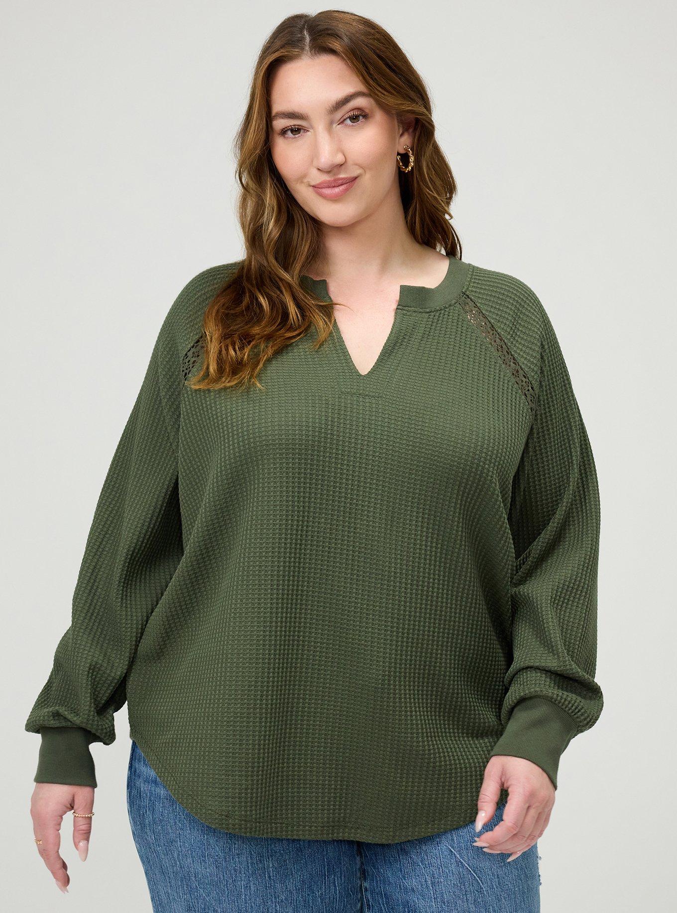 Waffle Crochet Inset Top, DEEP DEPTHS, hi-res