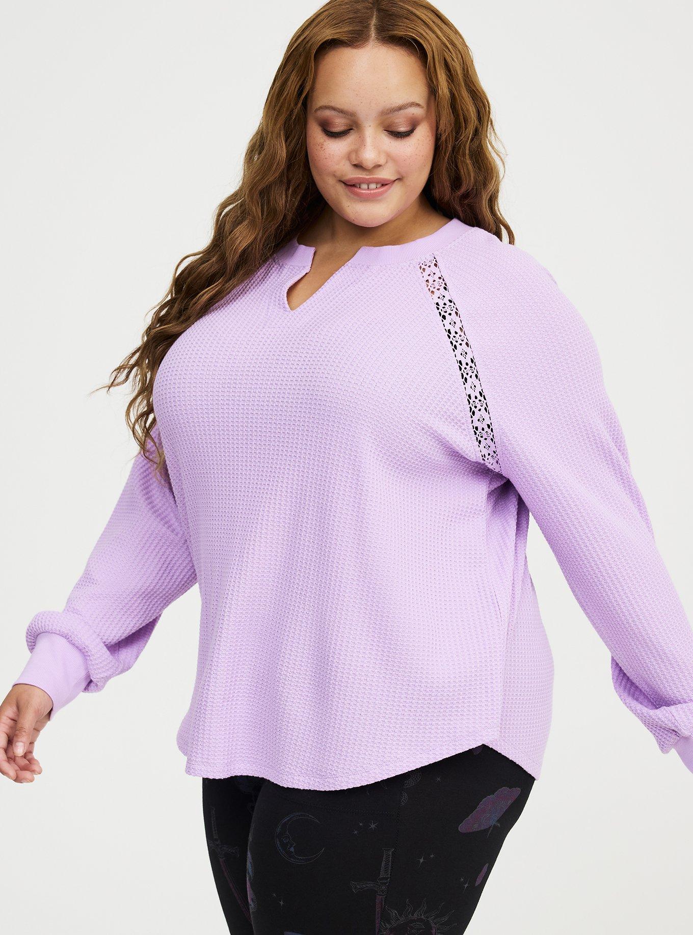 Waffle Crochet Inset Top, CROCUS PETAL, alternate
