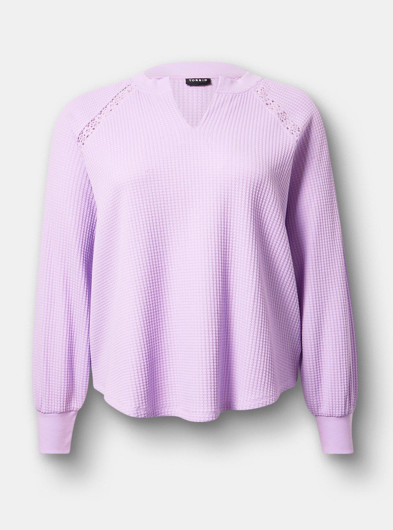 Waffle Crochet Inset Top, CROCUS PETAL, hi-res