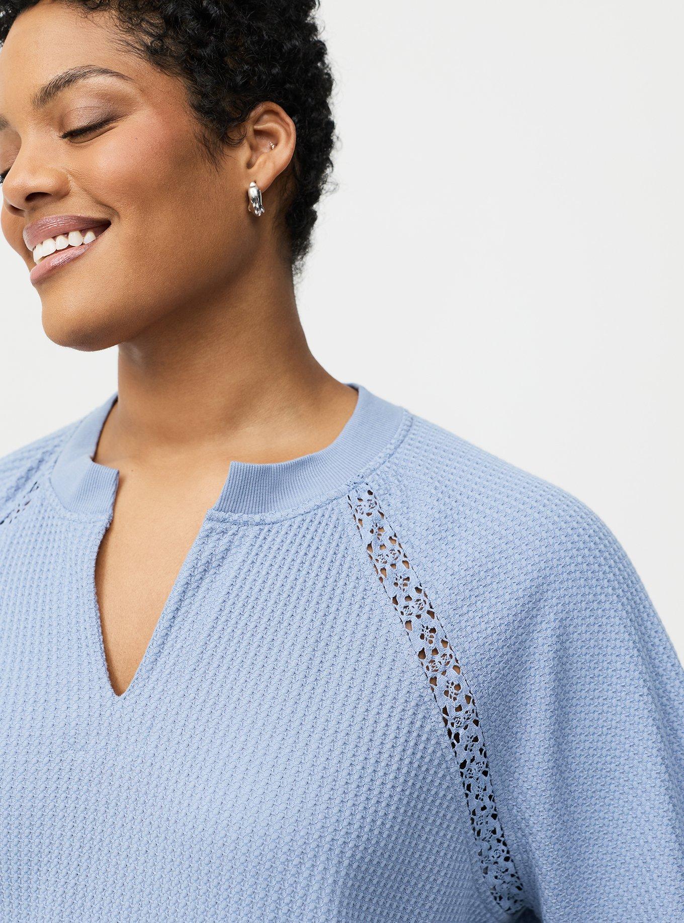 Waffle Crochet Inset Top, TROPOSPHERE, alternate