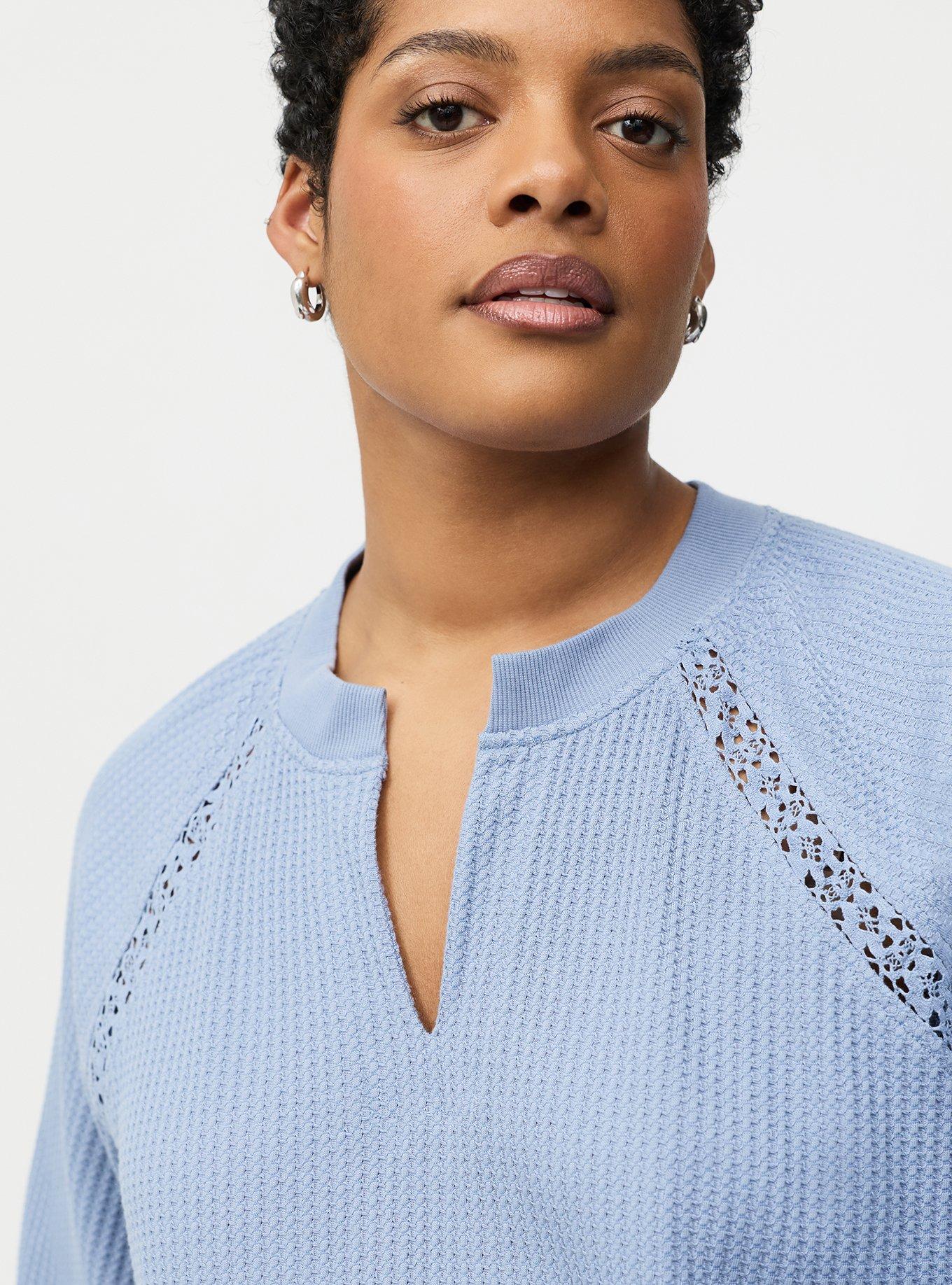 Waffle Crochet Inset Top, TROPOSPHERE, alternate