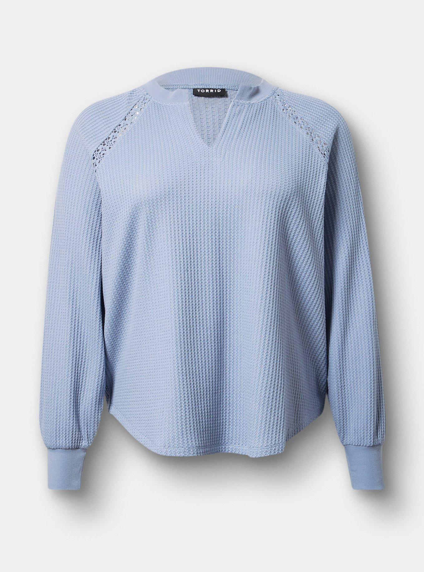 Waffle Crochet Inset Top, TROPOSPHERE, hi-res