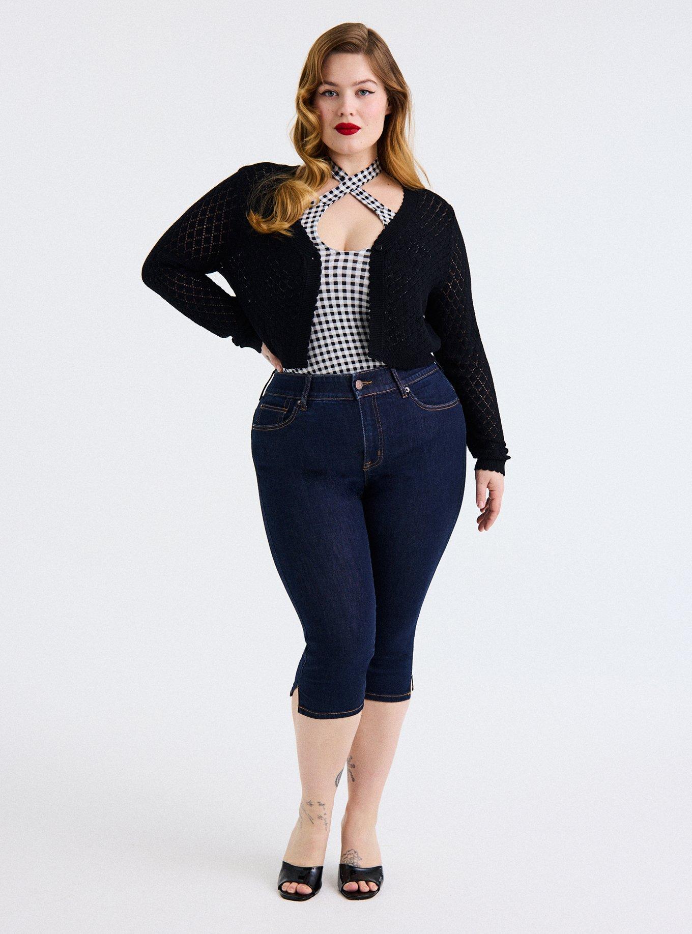 Retro Chic Scallop Edge Cardigan, DEEP BLACK, alternate