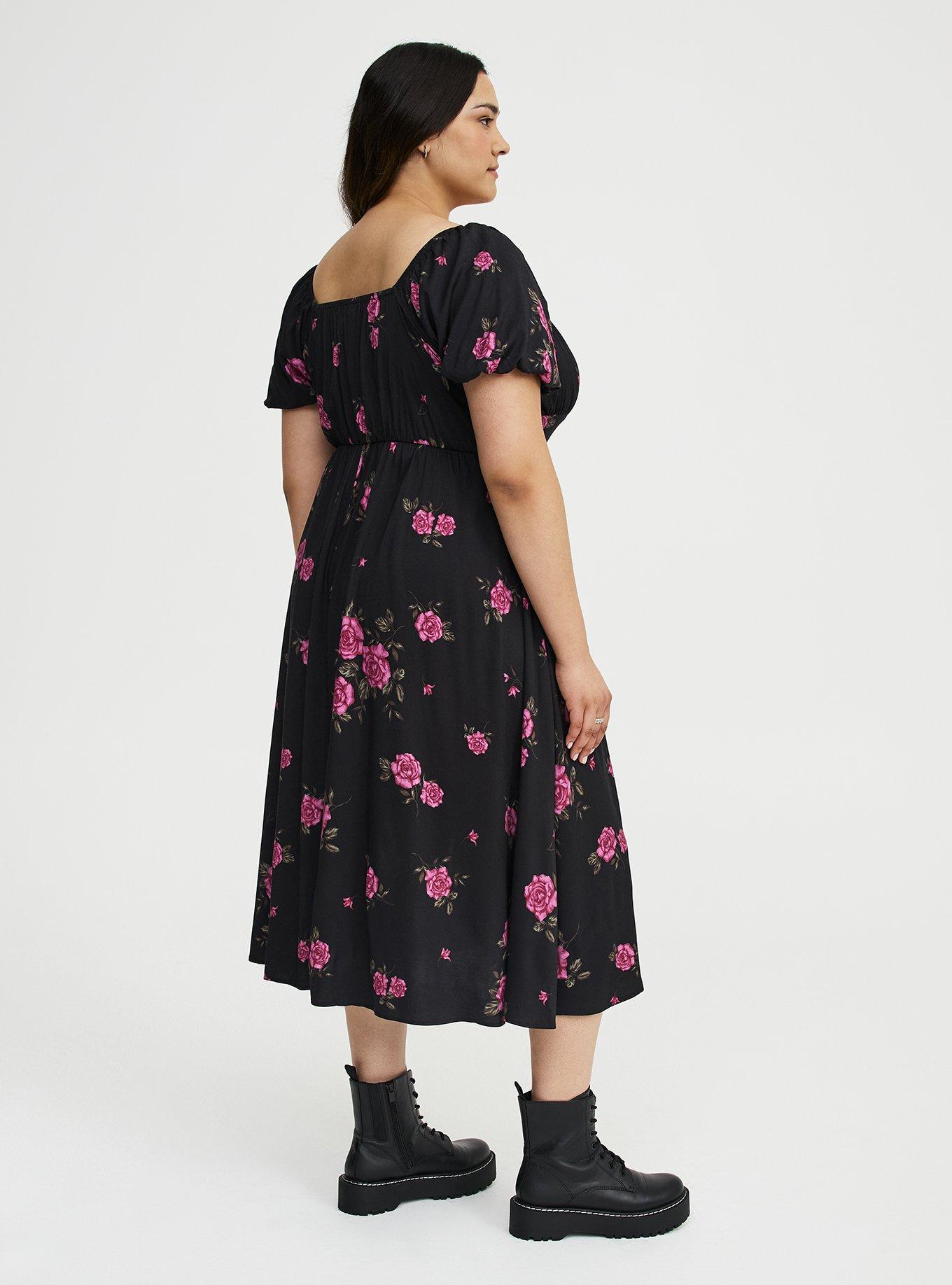 Puff Sleeve Midi Dress