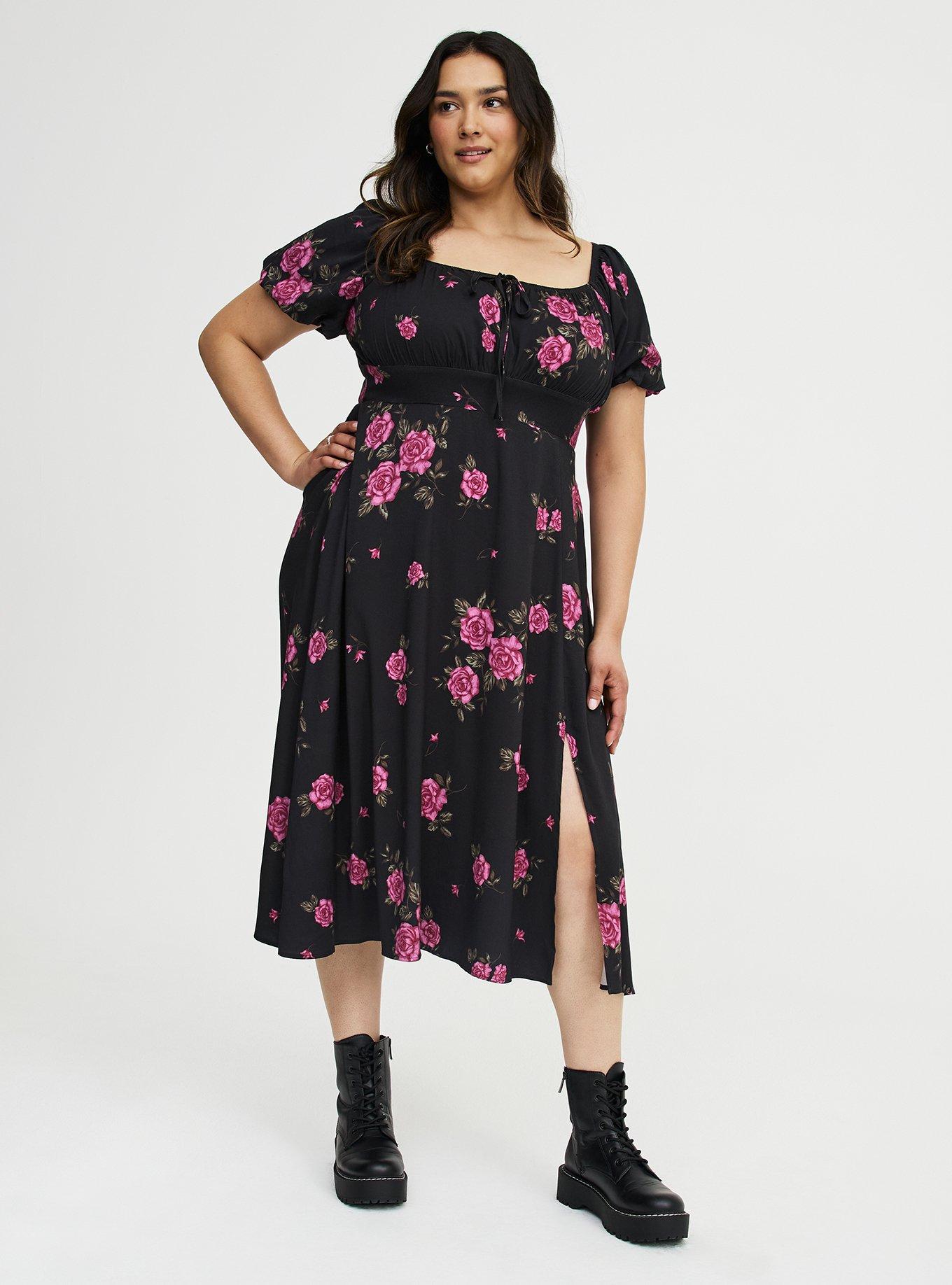 Puff Sleeve Midi Dress