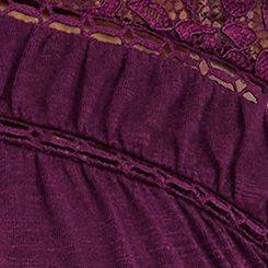 Plus Size Vintage Slub Long Sleeve Lace Yoke Top, POTENT PURPLE, swatch