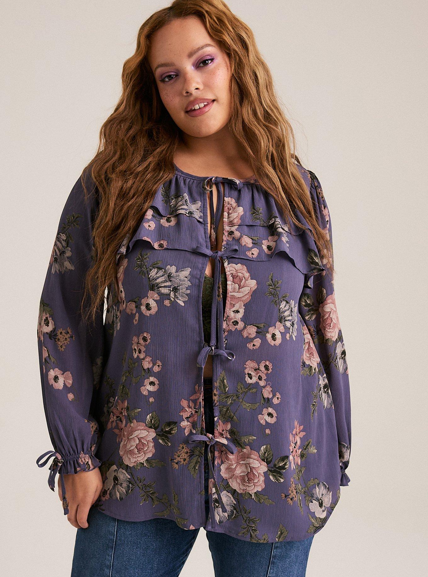 Festi Balloon Sleeve Tie Front Blouse