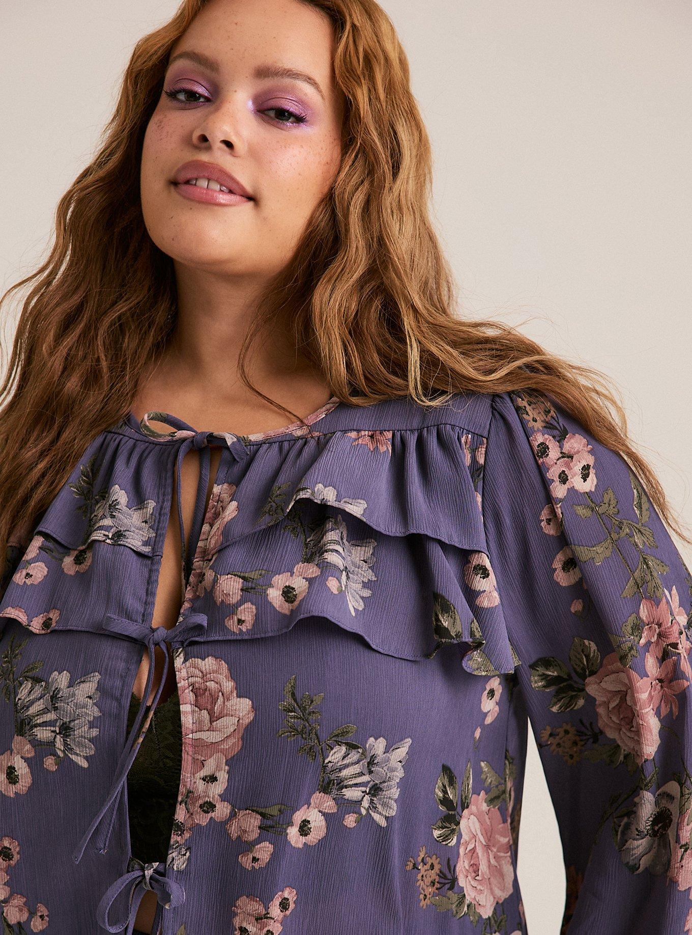 Festi Balloon Sleeve Tie Front Blouse