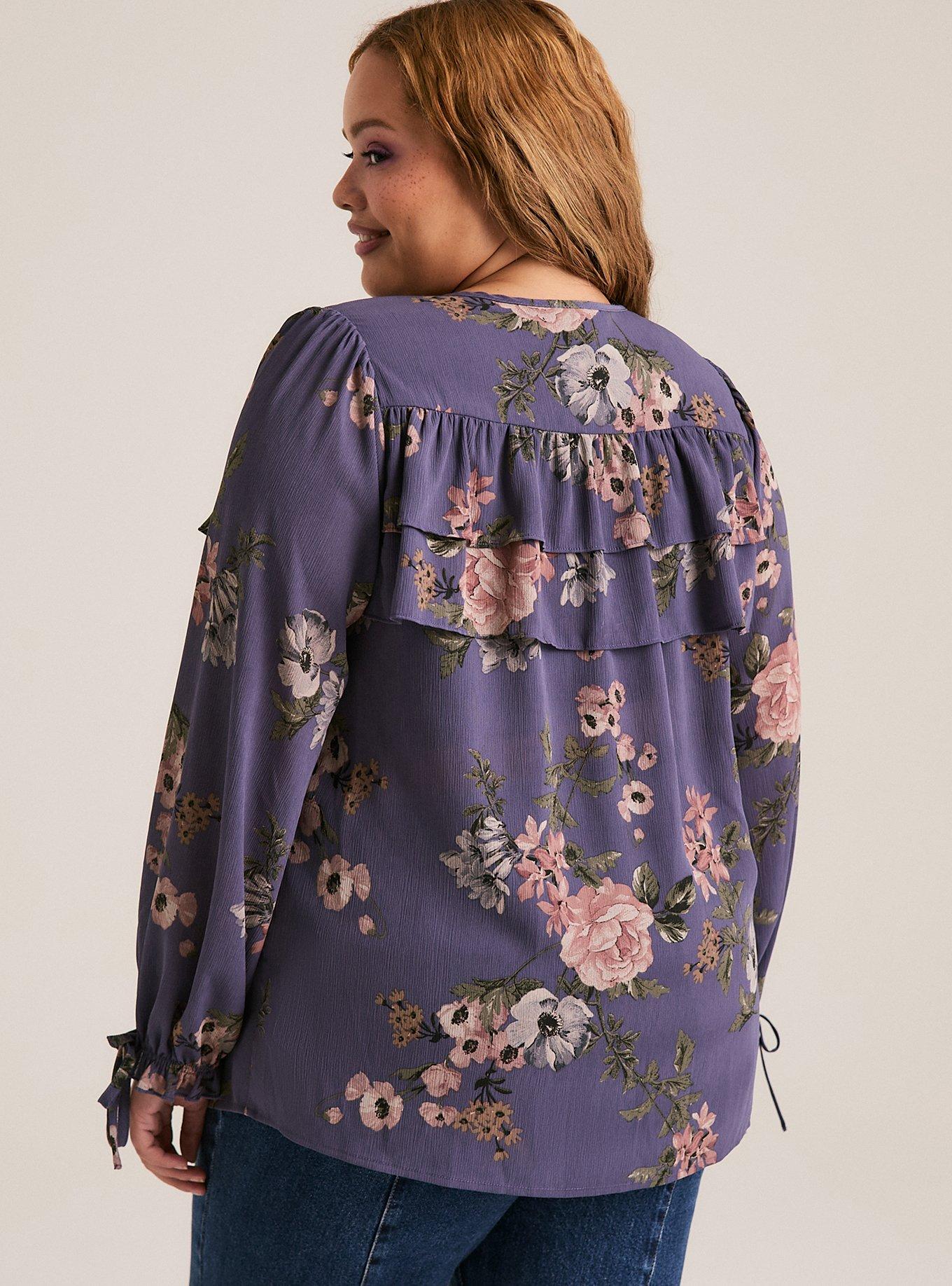 Festi Balloon Sleeve Tie Front Blouse, DIVINE DIANA FLORAL NAVY, alternate