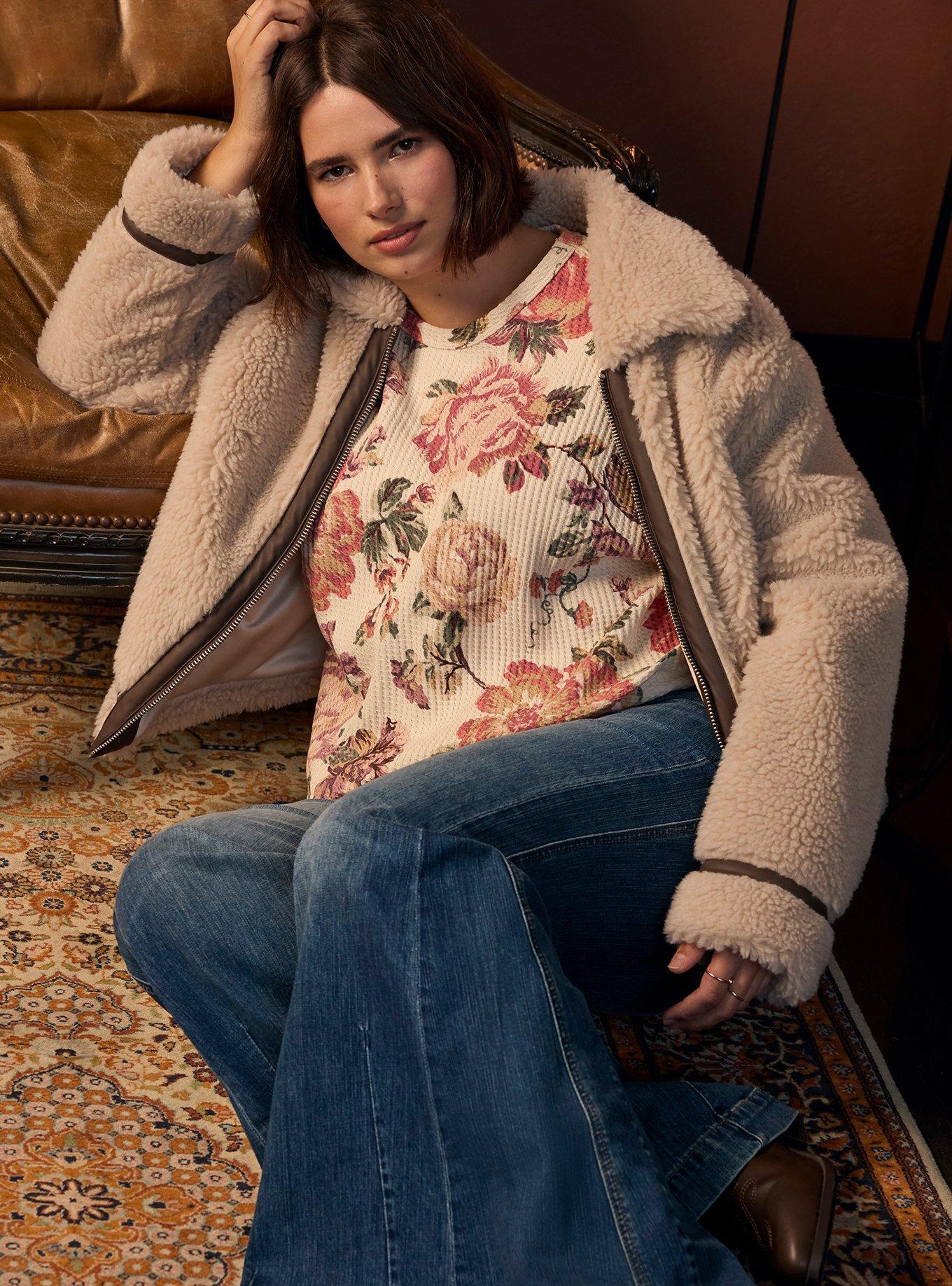 Festi Mixed Fabric Peasant Top, ANNAISE ROSES FLORAL SEEDPEARL, alternate