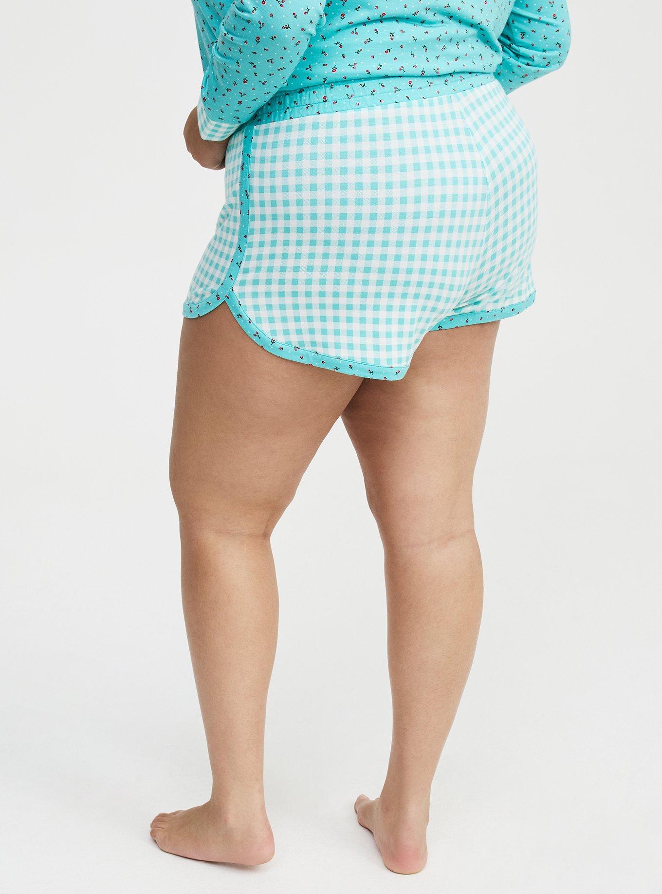 Light Weight French Terry Lounge Short, LOVELY GINGHAM AQUA, alternate
