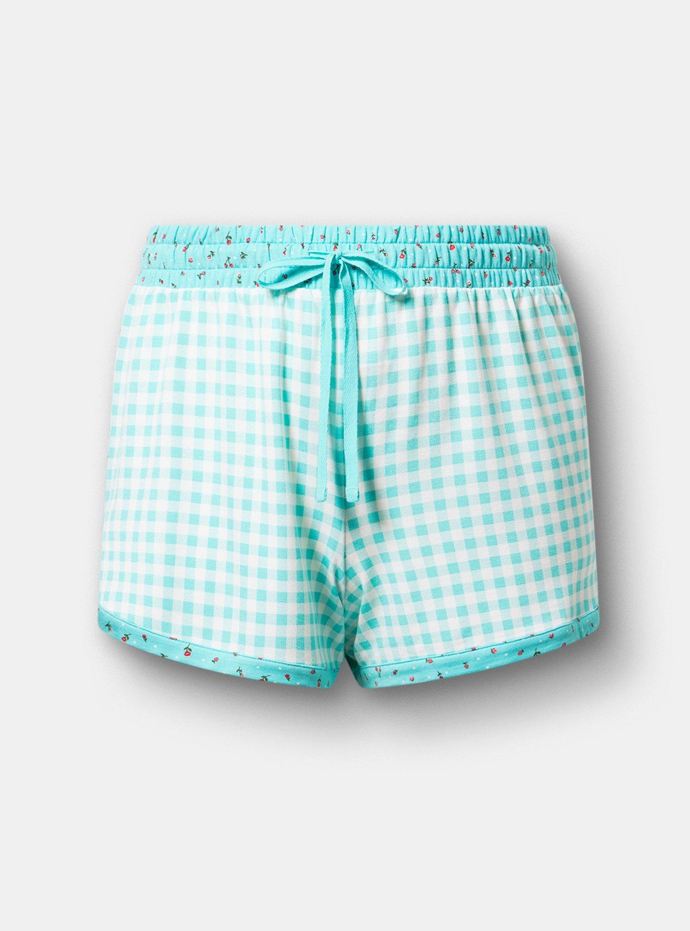 Light Weight French Terry Lounge Short, LOVELY GINGHAM AQUA, hi-res