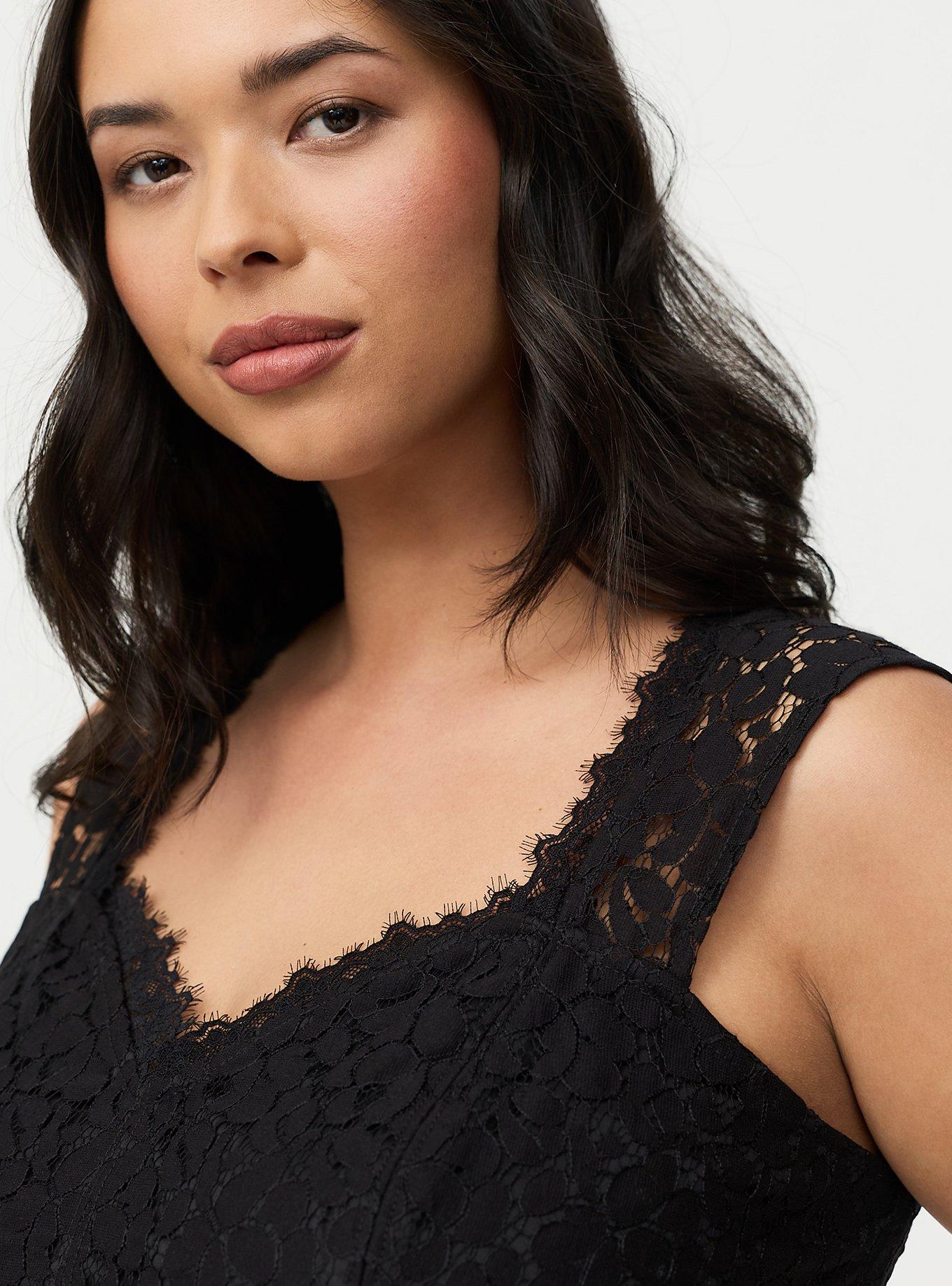 Lace Peplum Top, DEEP BLACK, alternate