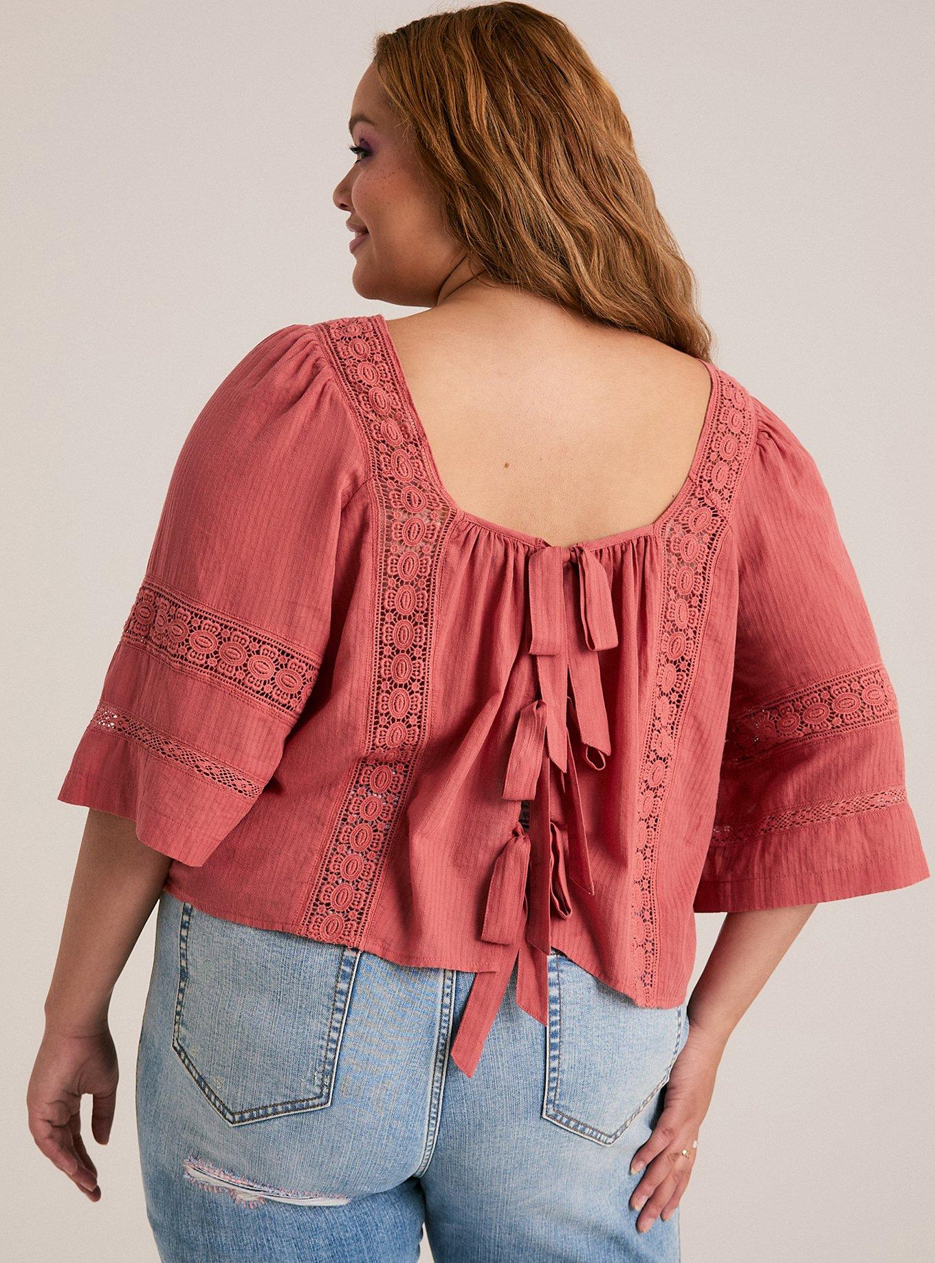 Festi Tie-Back Boho Top, DUSTY CEDAR, alternate