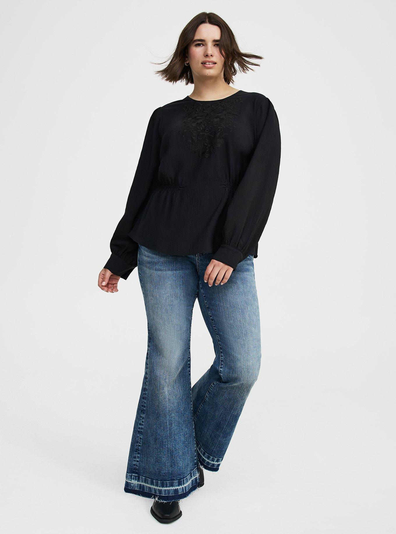 Embroidered Blouse, DEEP BLACK, alternate