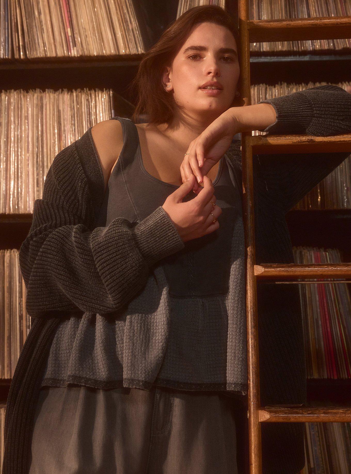 Festi Button-Front Cardigan, PHANTOM, alternate