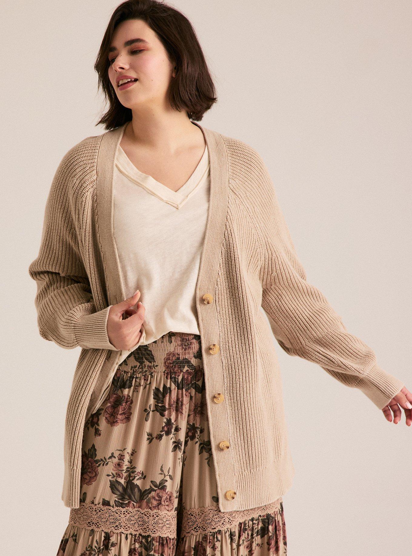 Festi Button-Front Cardigan, SAVANNAH TAN, alternate