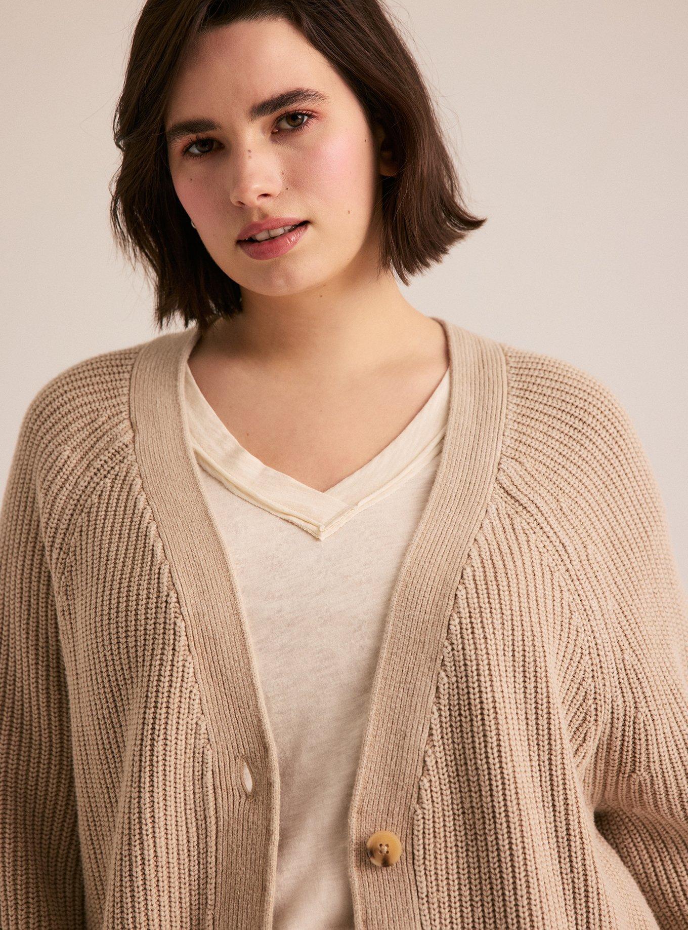Festi Button-Front Cardigan, SAVANNAH TAN, alternate