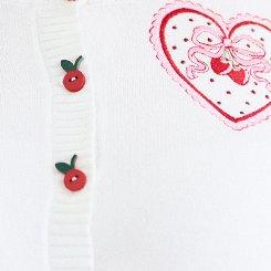 Plus Size Retro Chic 3/4 Sleeve Cardigan, COQUETTE HEART BOW, swatch