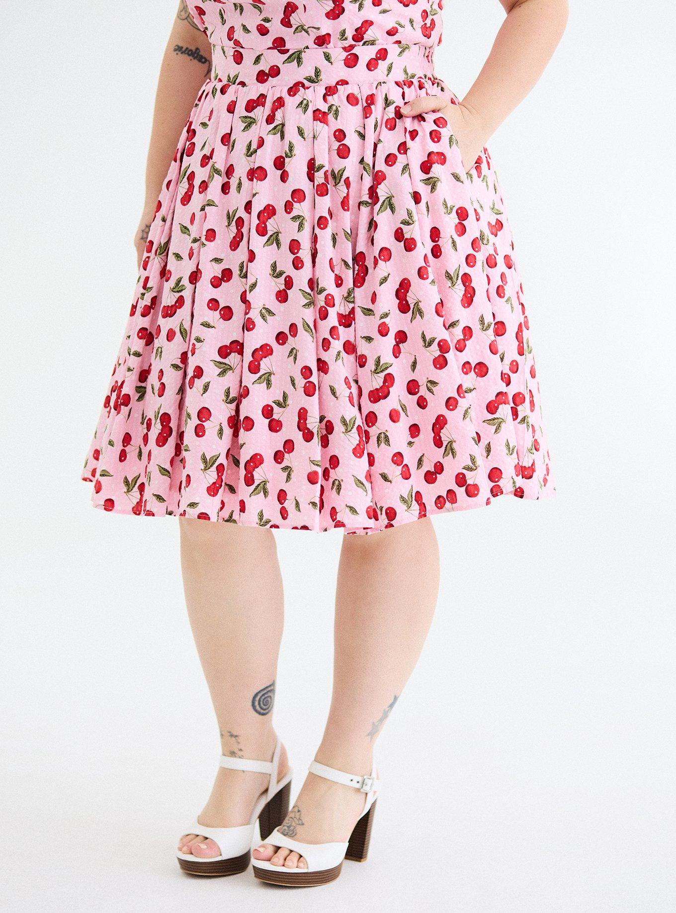 Retro Chic Pleated Midi Skirt, CHERRY BERRY ORCHID, alternate