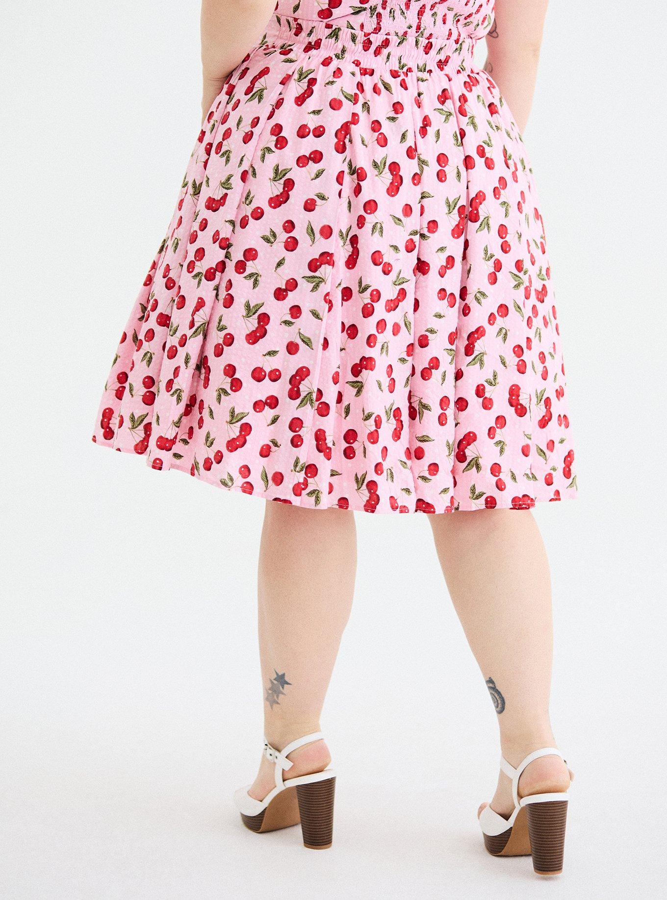 Retro Chic Pleated Midi Skirt, CHERRY BERRY ORCHID, alternate